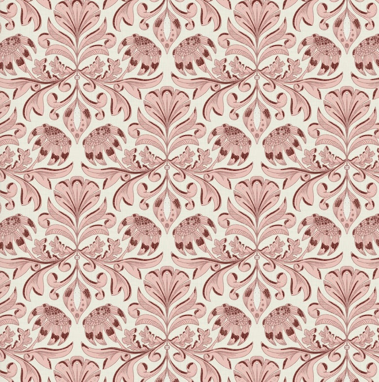 Swinton Floral Wallpaper in Pink and Beige Traditional Design