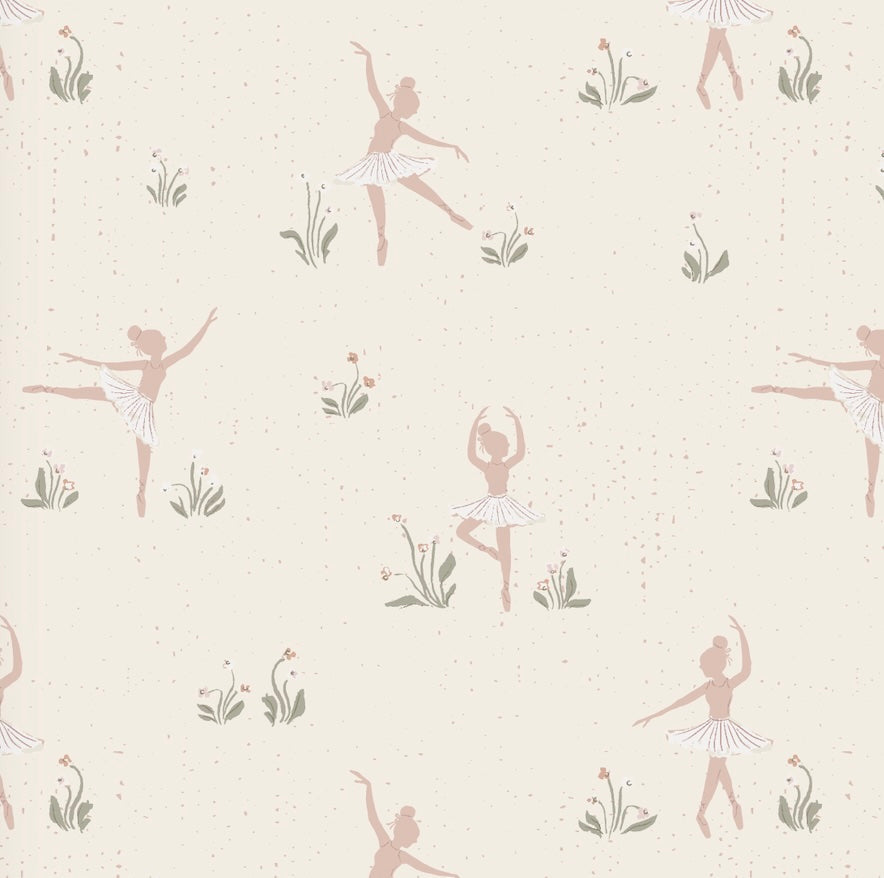 Allegra Whimsical Wallpaper - Cream, Dusty-Rose, and Sage-Green