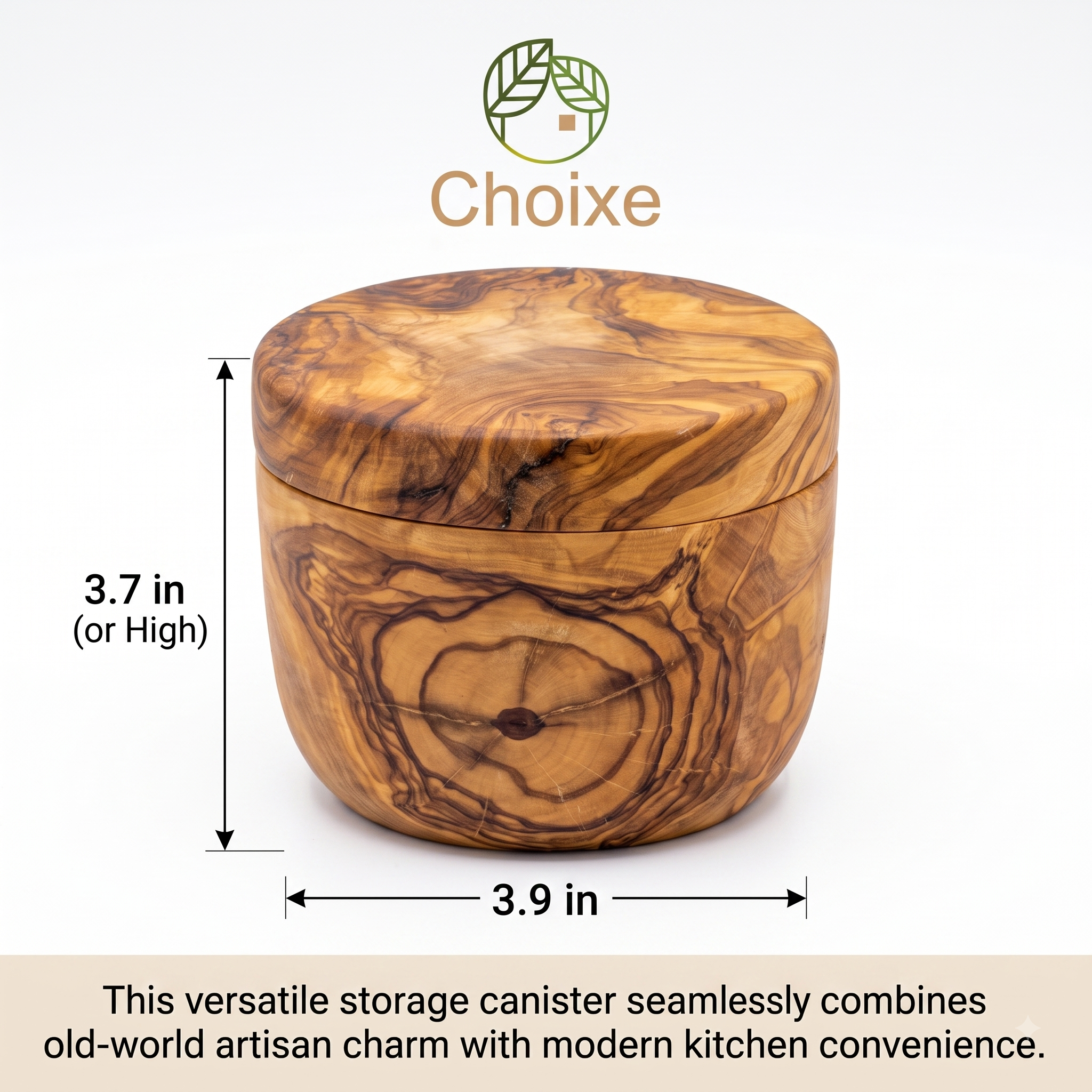 Mediterranean Olive Wood Salt Cellar Canister with Swivel Lid