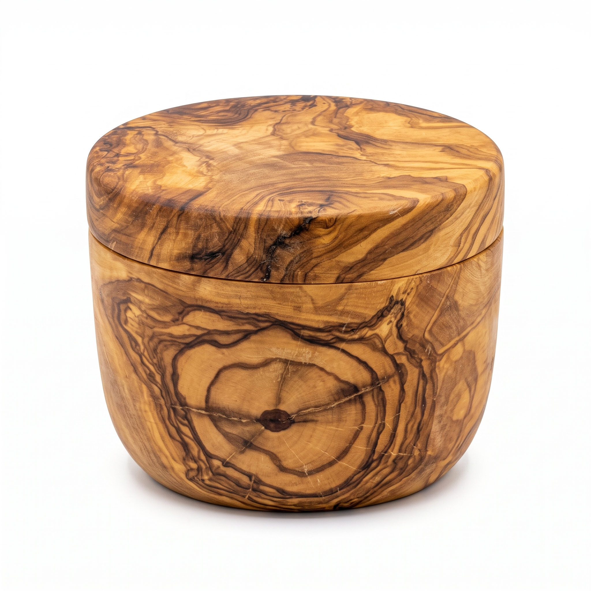 Mediterranean Olive Wood Salt Cellar Canister with Swivel Lid