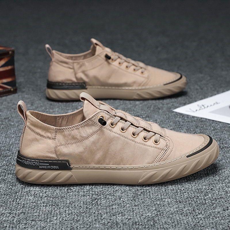 Men's minimalist canvas sneakers available in beige and black