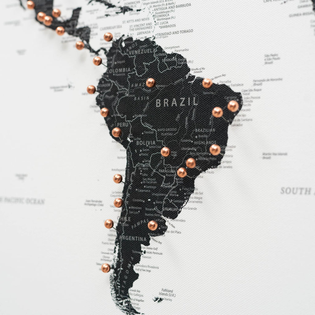 Onyx World Map Canvas Wall Art, Minimalist Decor