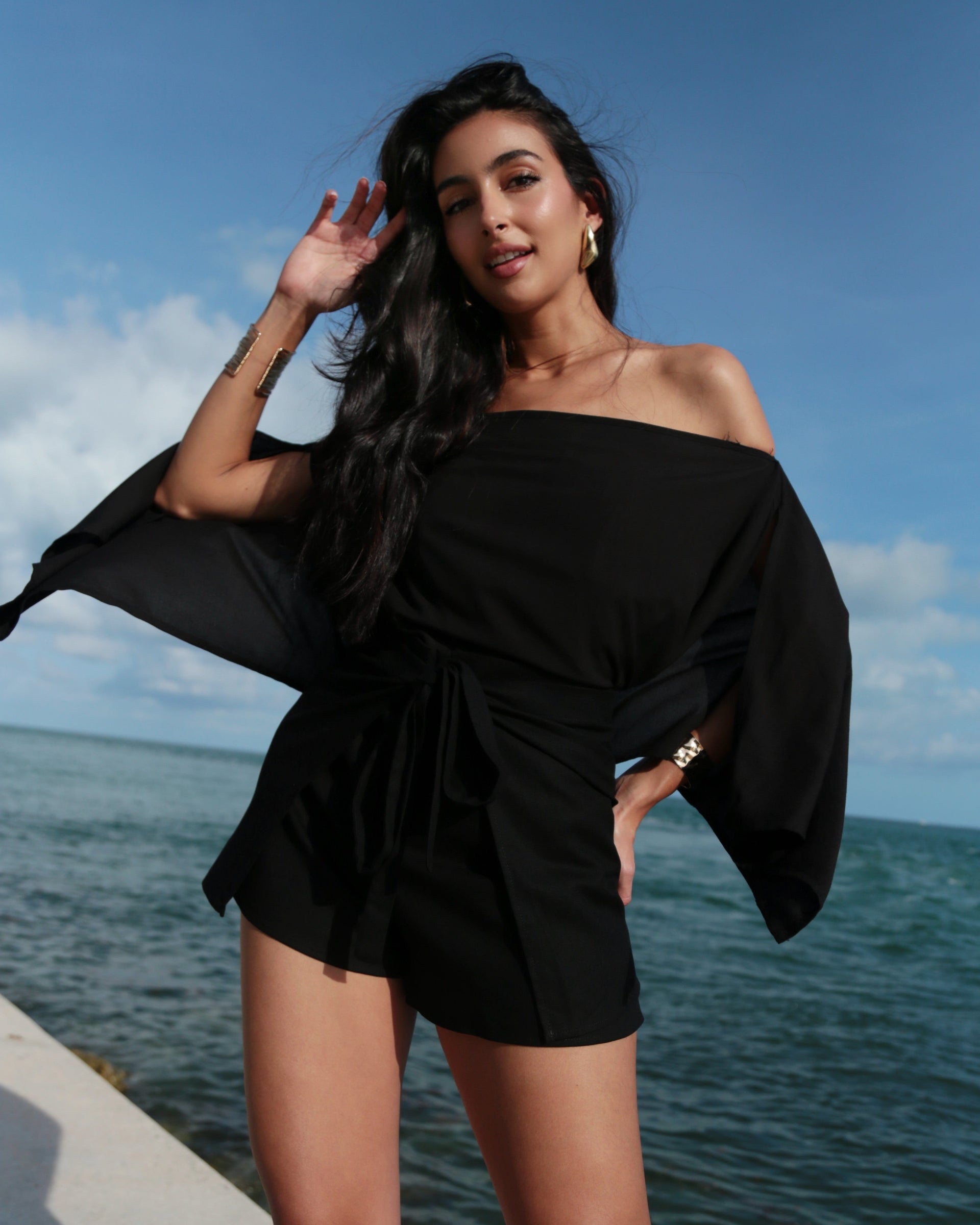 Women's Linen Cape Top Flowy Layering Blouse - Image 17