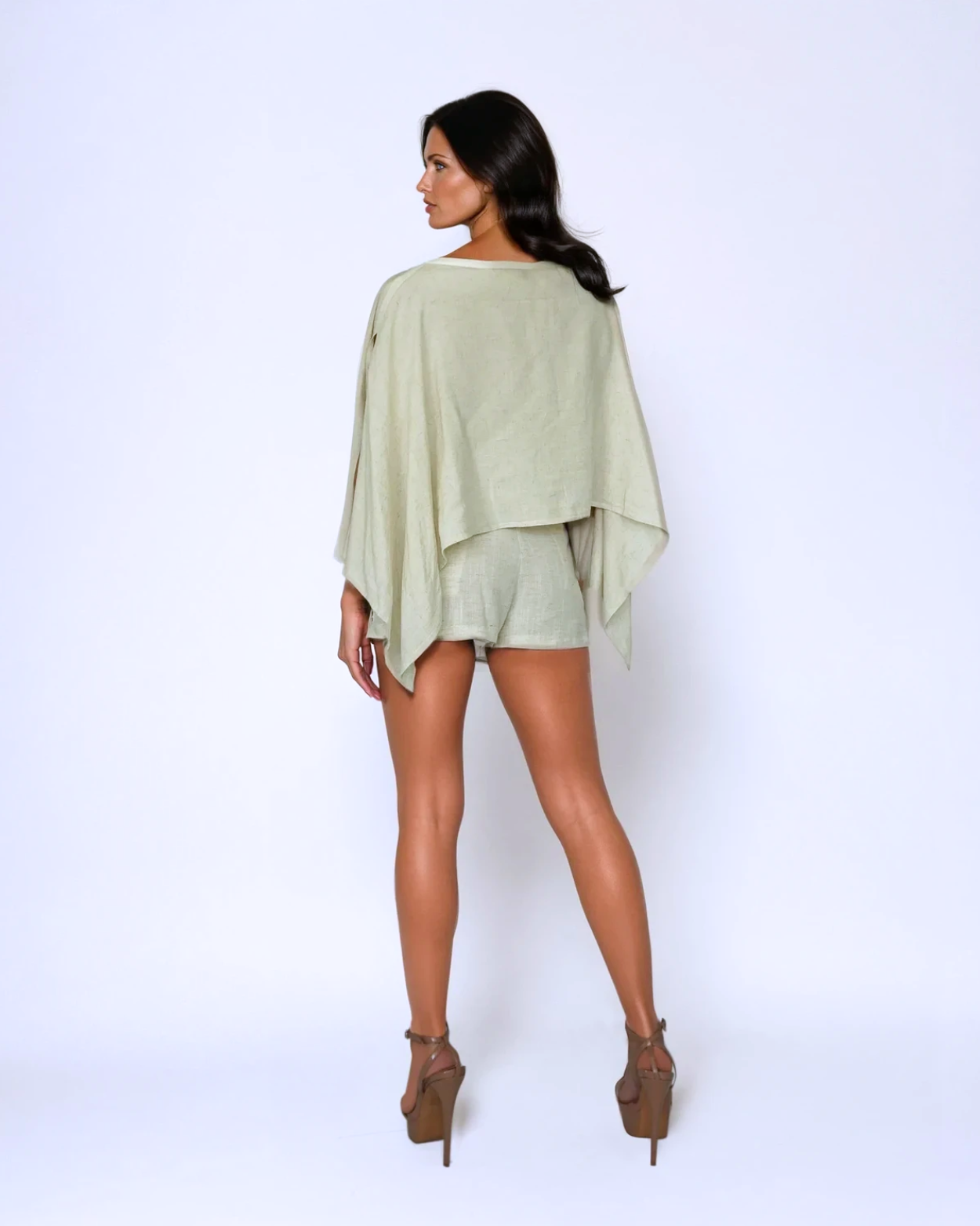 Women's Linen Cape Top Flowy Layering Blouse - Image 8