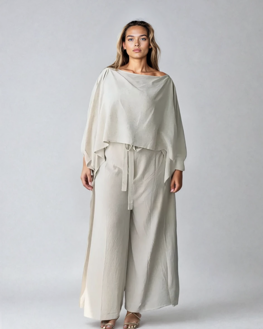 Women's Linen Cape Top Flowy Layering Blouse - Image 6