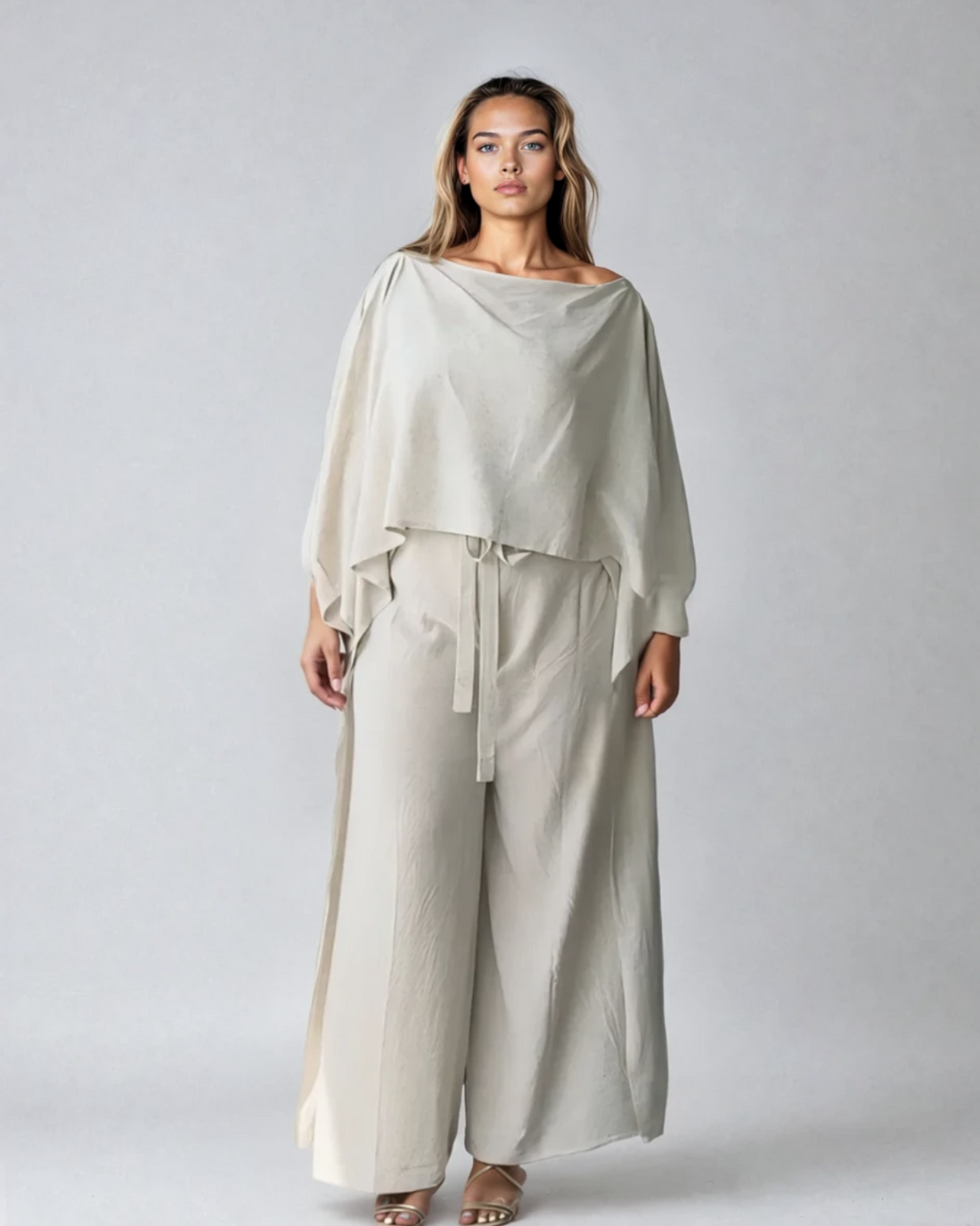 Women's Linen Cape Top Flowy Layering Blouse - Image 6