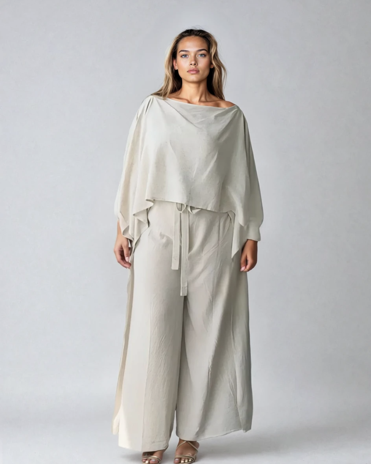 Women's Linen Cape Top Flowy Layering Blouse - Image 6