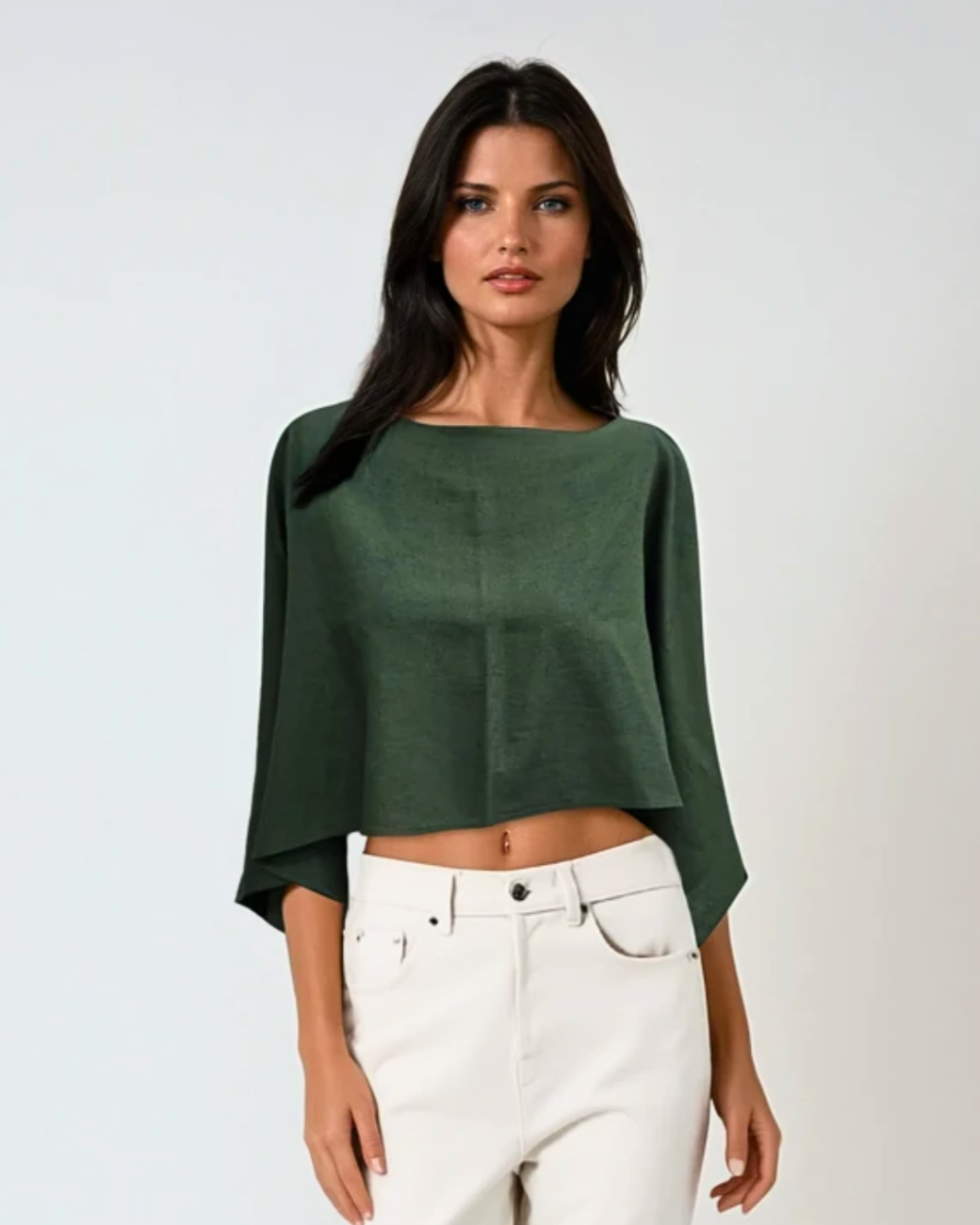Women's Linen Cape Top Flowy Layering Blouse - Image 9