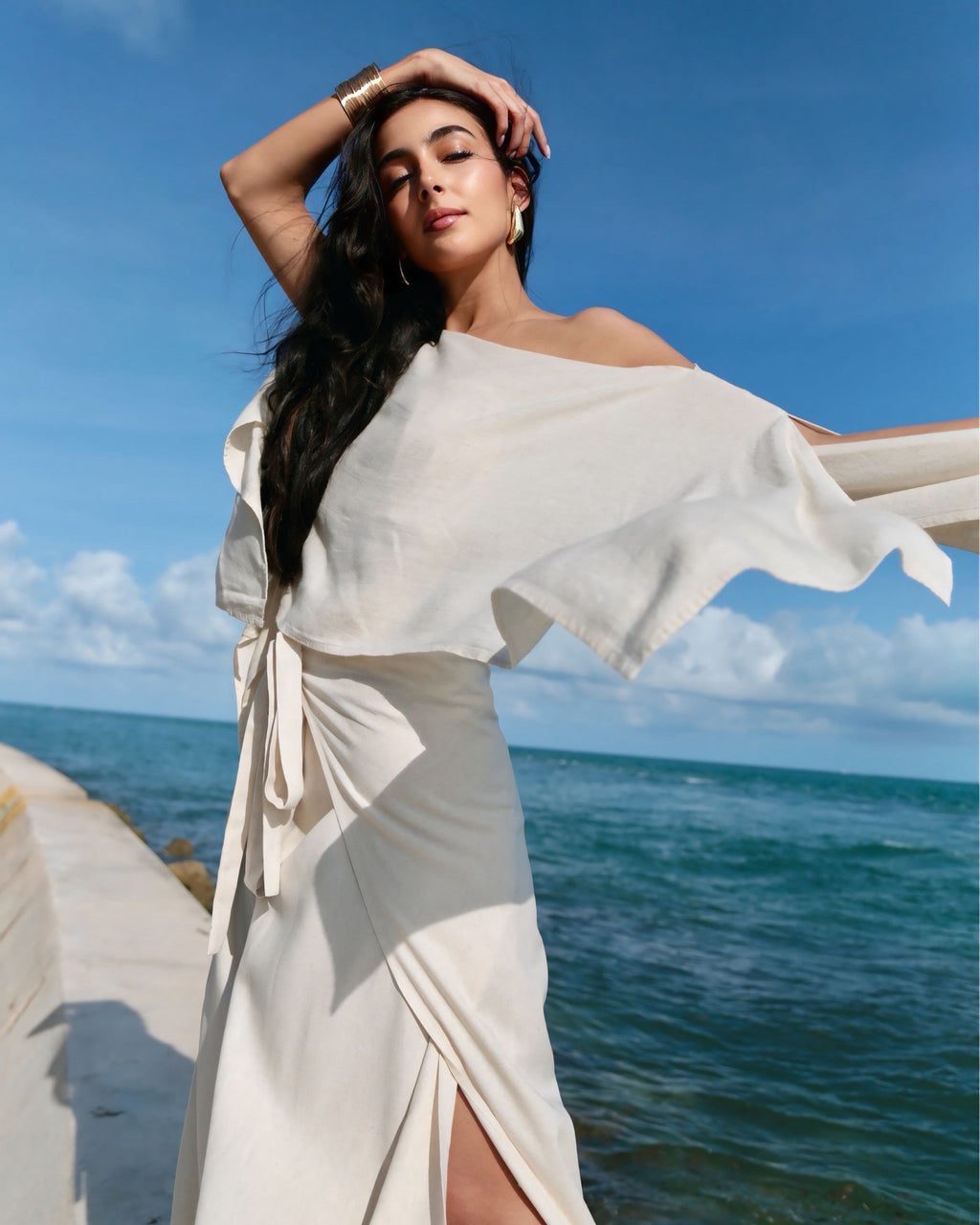 Women's Linen Cape Top Flowy Layering Blouse - Image 15