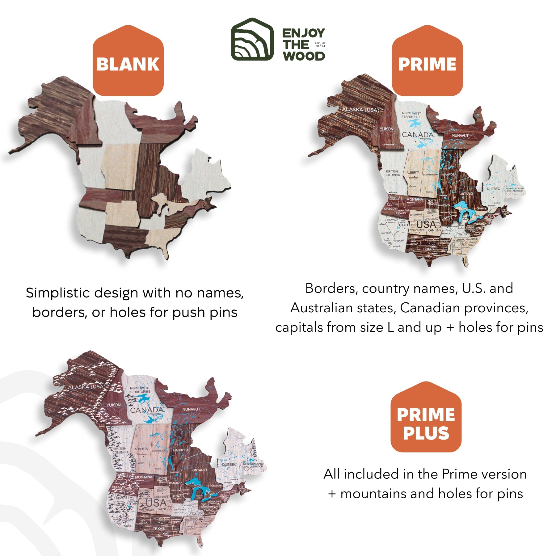 3D Wooden World Map in Cappuccino – Minimalist Travel Wall Art