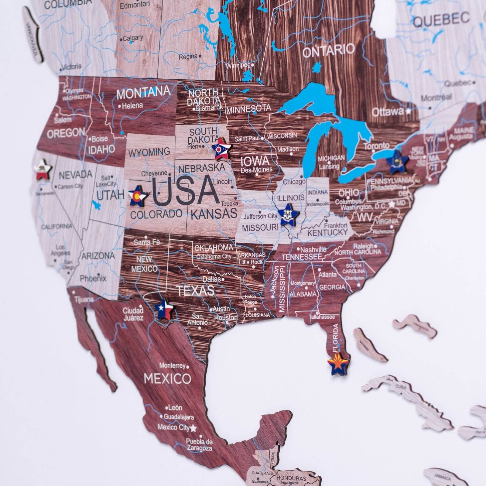2D Wooden World Map in Cappuccino: Travel Inspired Wall Decor