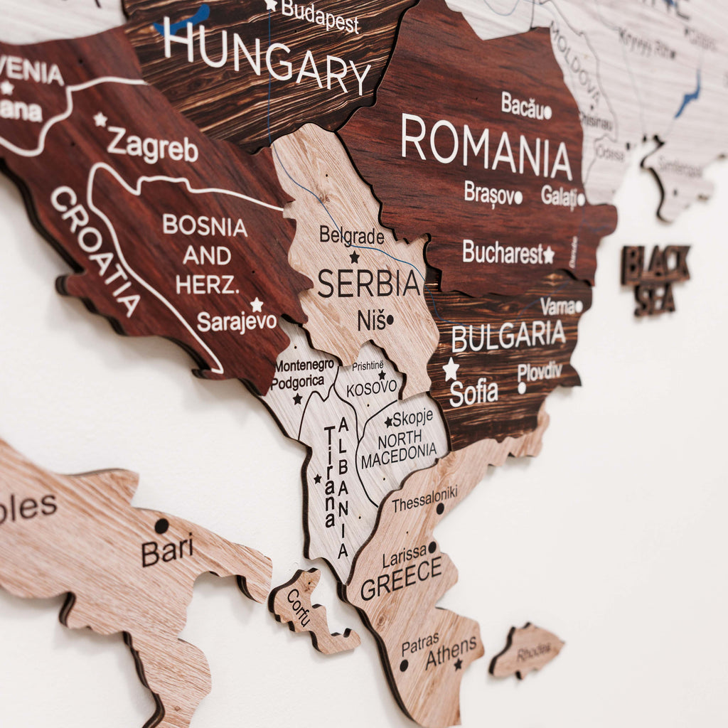 3D Europe Wooden Map Cappuccino Minimalist Scandinavian Decor