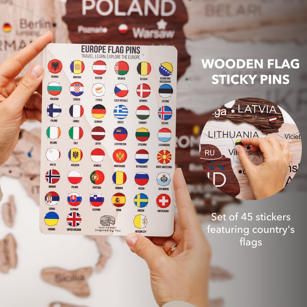 3D Europe Wooden Map Cappuccino Minimalist Scandinavian Decor