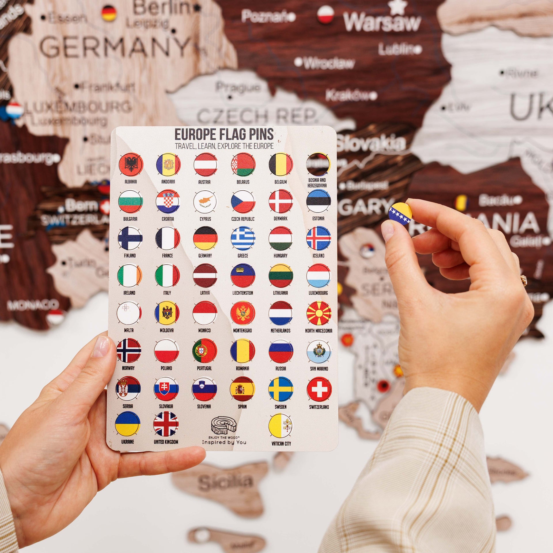 3D Europe Wooden Map Cappuccino Minimalist Scandinavian Decor