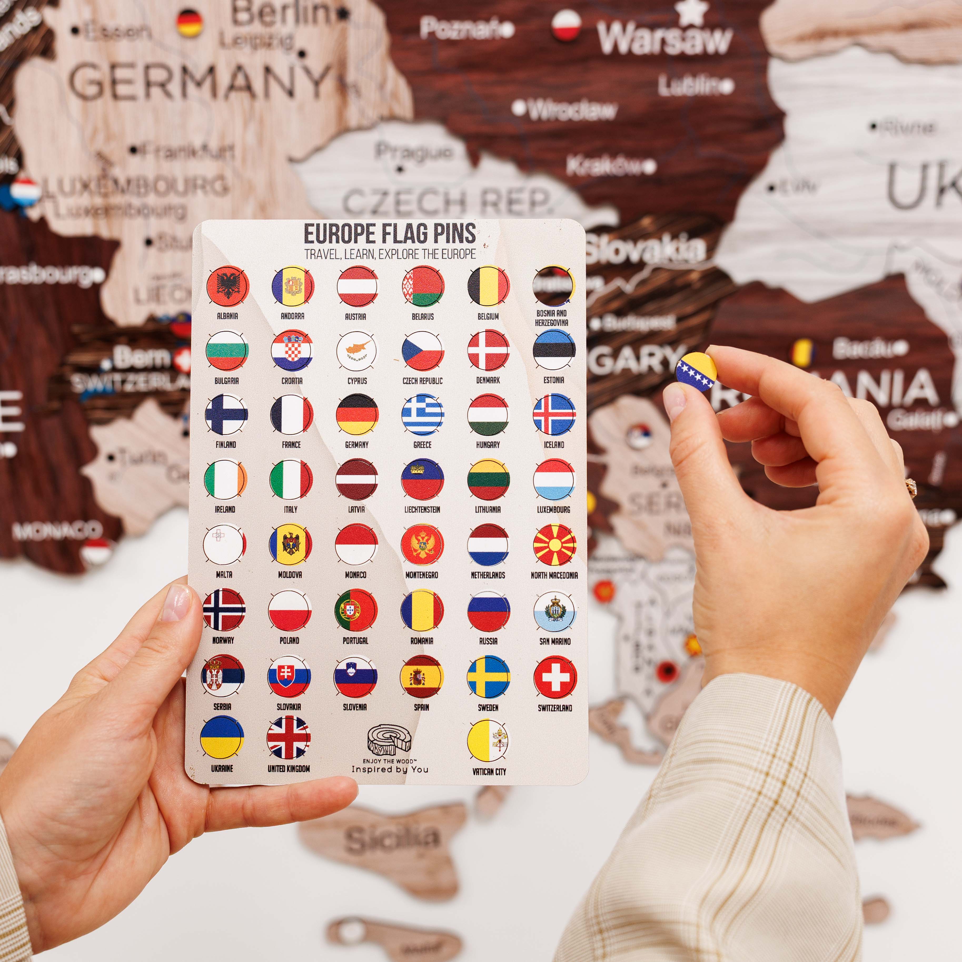 3D Europe Wooden Map Cappuccino Minimalist Scandinavian Decor