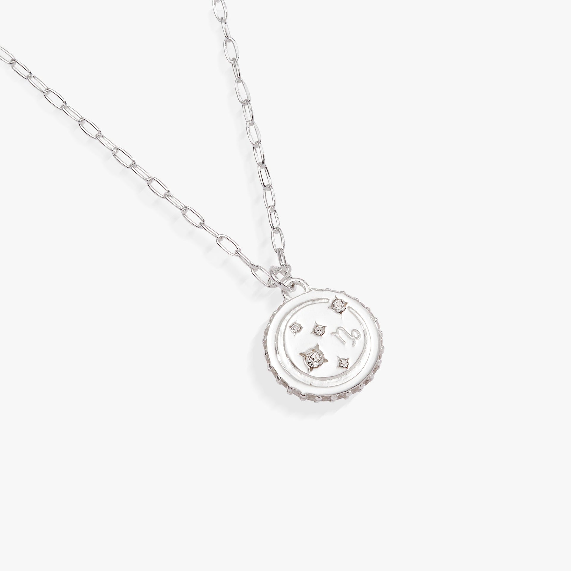 Capricorn Zodiac Crystal Accented Silver Pendant Necklace