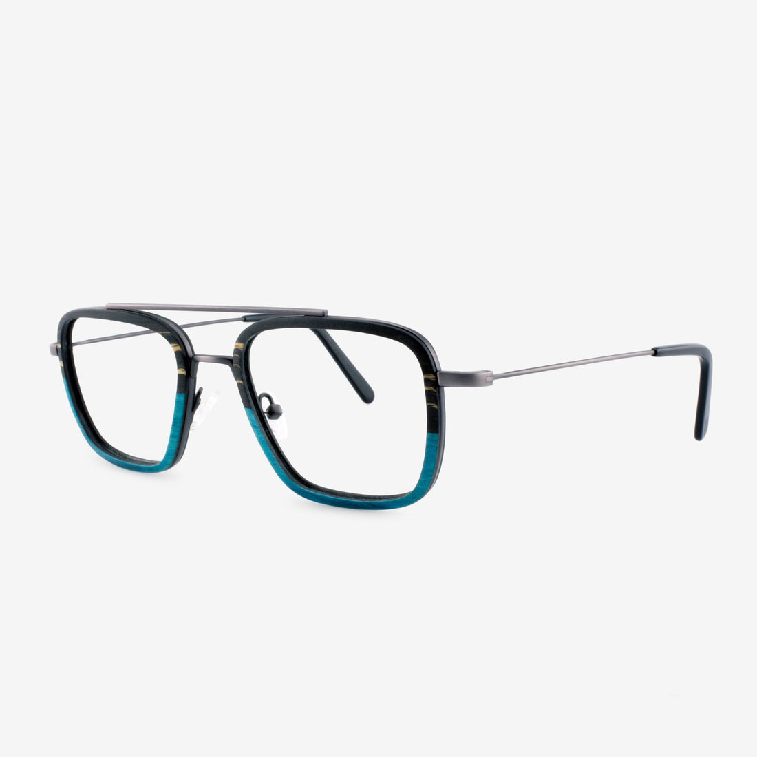Captiva Aviator Eyeglasses with Wood Rim and Metal Frame