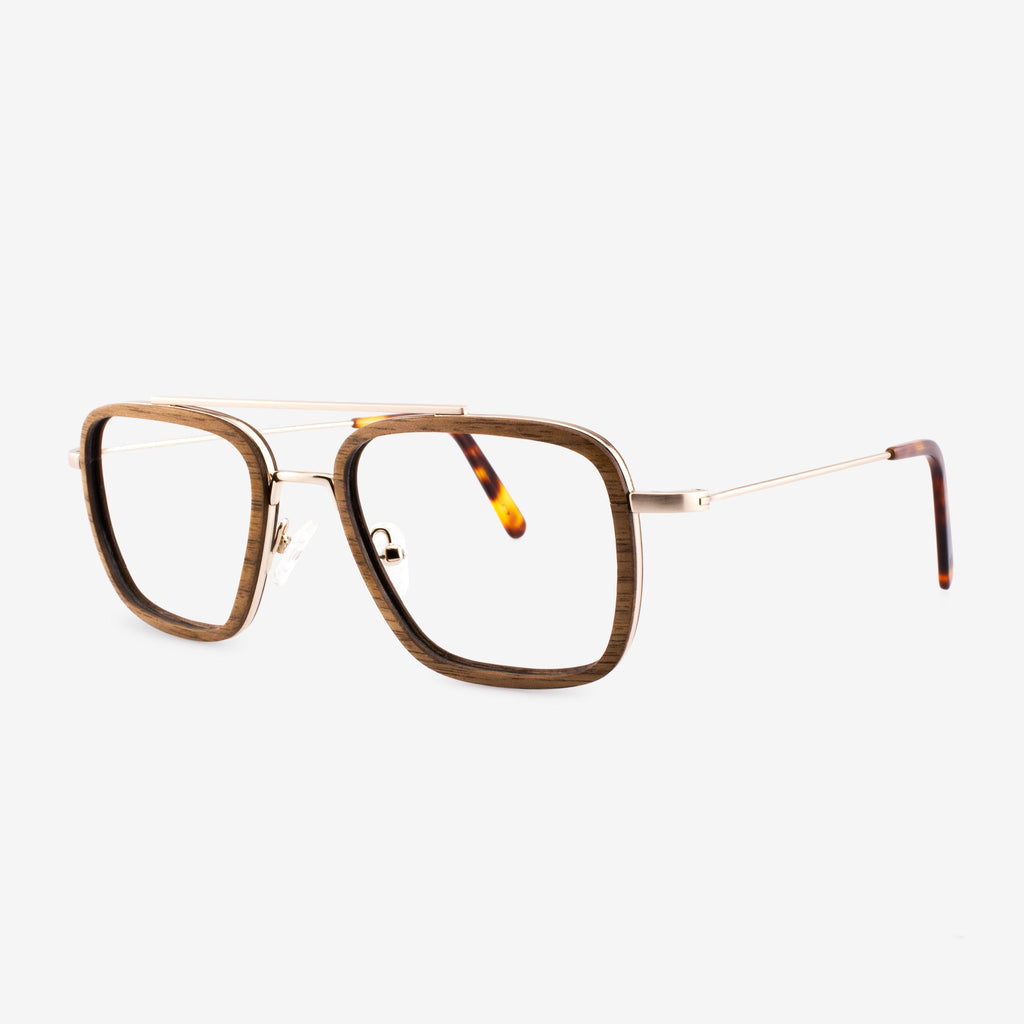 Captiva Aviator Eyeglasses with Wood Rim and Metal Frame