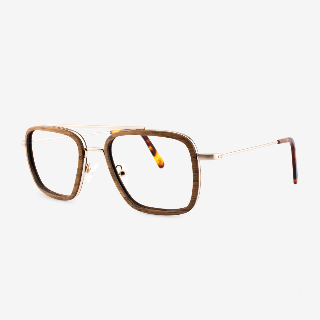 Captiva Aviator Eyeglasses with Wood Rim and Metal Frame