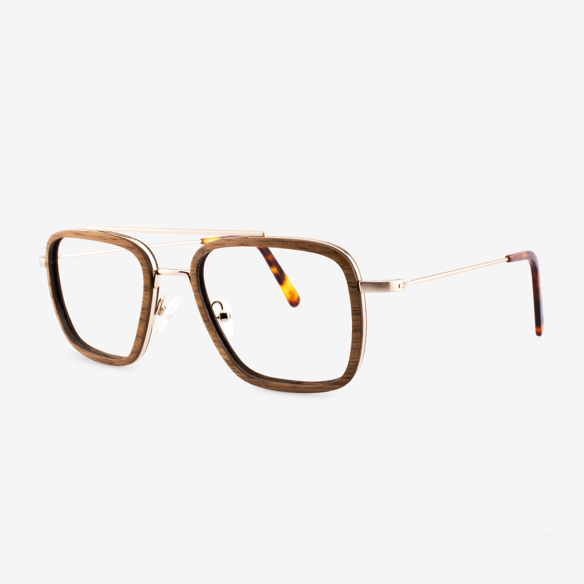 Captiva Aviator Eyeglasses with Wood Rim and Metal Frame