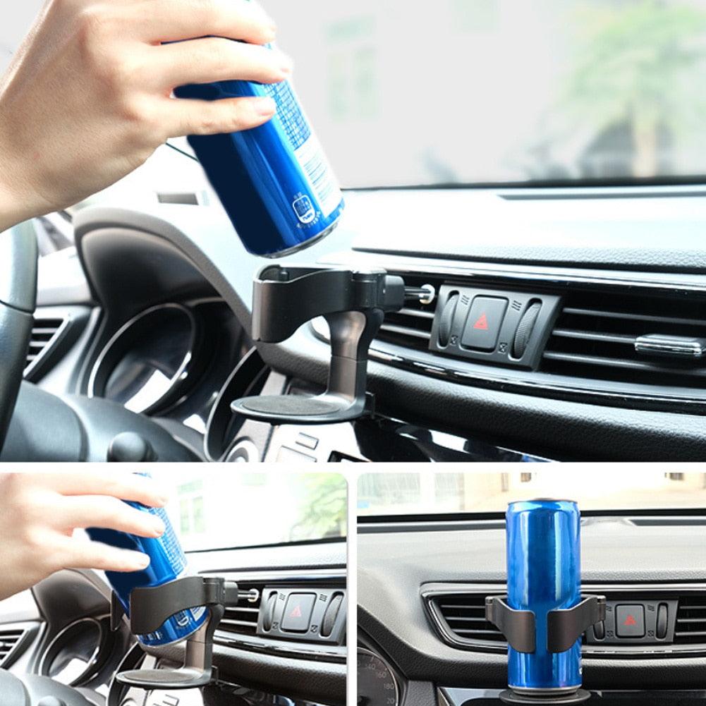 Minimalist Adjustable Car Air Vent Cup Holder in Matte Black