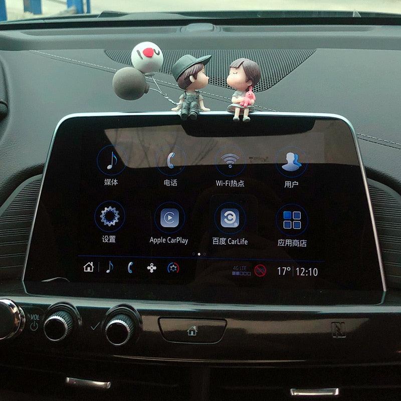Cute Cartoon Couple Balloon Car Dashboard Ornament Resin Figurine