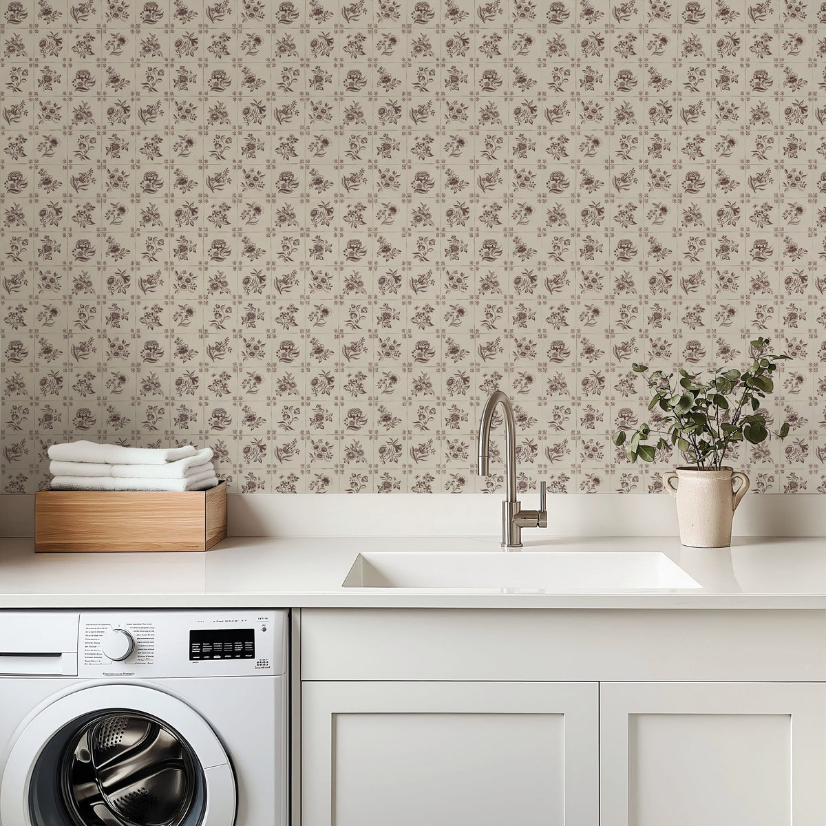 Manganese Delft Wallpaper by H.M.Craig