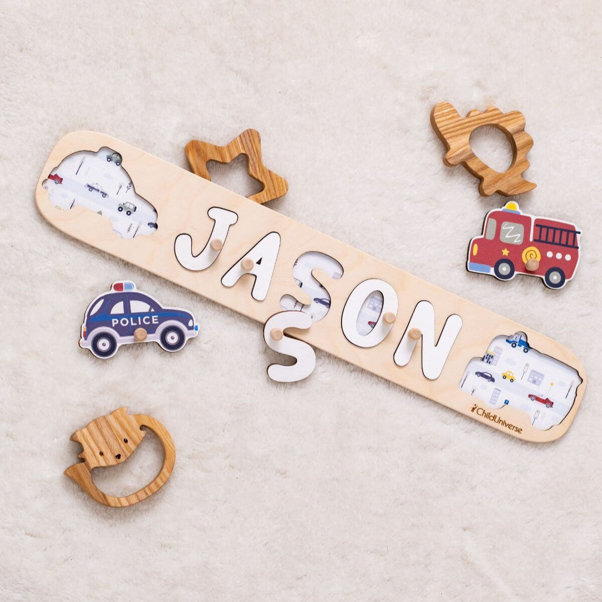 Custom Cars Name Puzzle - Educational Wooden Toy for Toddlers