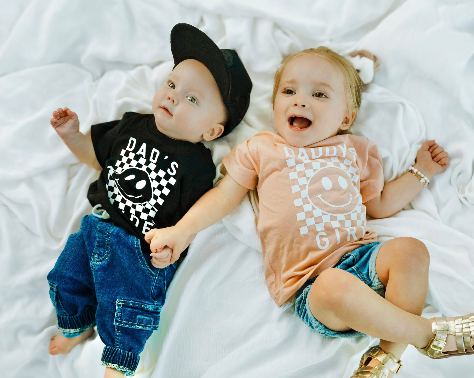 Dad's Dude Checkered Tee - Ringspun Cotton Kids Crew Neck