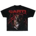 Playboi Carti graphic t-shirt in black and red with artist portrait print