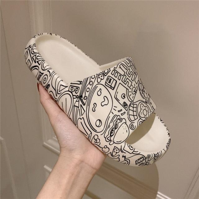 Cute Cartoon Bear Couples Slides Thick-Soled Summer Sandals