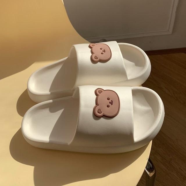 Cute Cartoon Bear Couples Slides Thick-Soled Summer Sandals