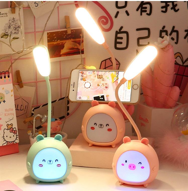 Cute Cartoon LED Desk Lamp: USB Rechargeable Eye Protection