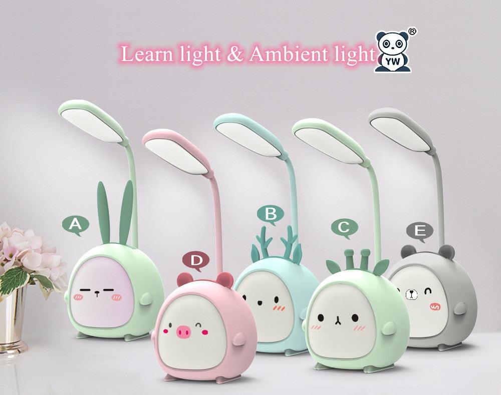 Cute Cartoon LED Desk Lamp: USB Rechargeable Eye Protection