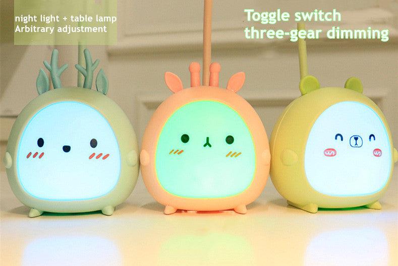 Cute Cartoon LED Desk Lamp: USB Rechargeable Eye Protection