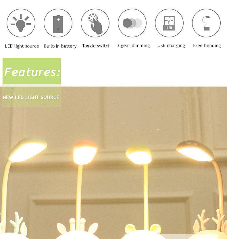 Cute Cartoon LED Desk Lamp: USB Rechargeable Eye Protection