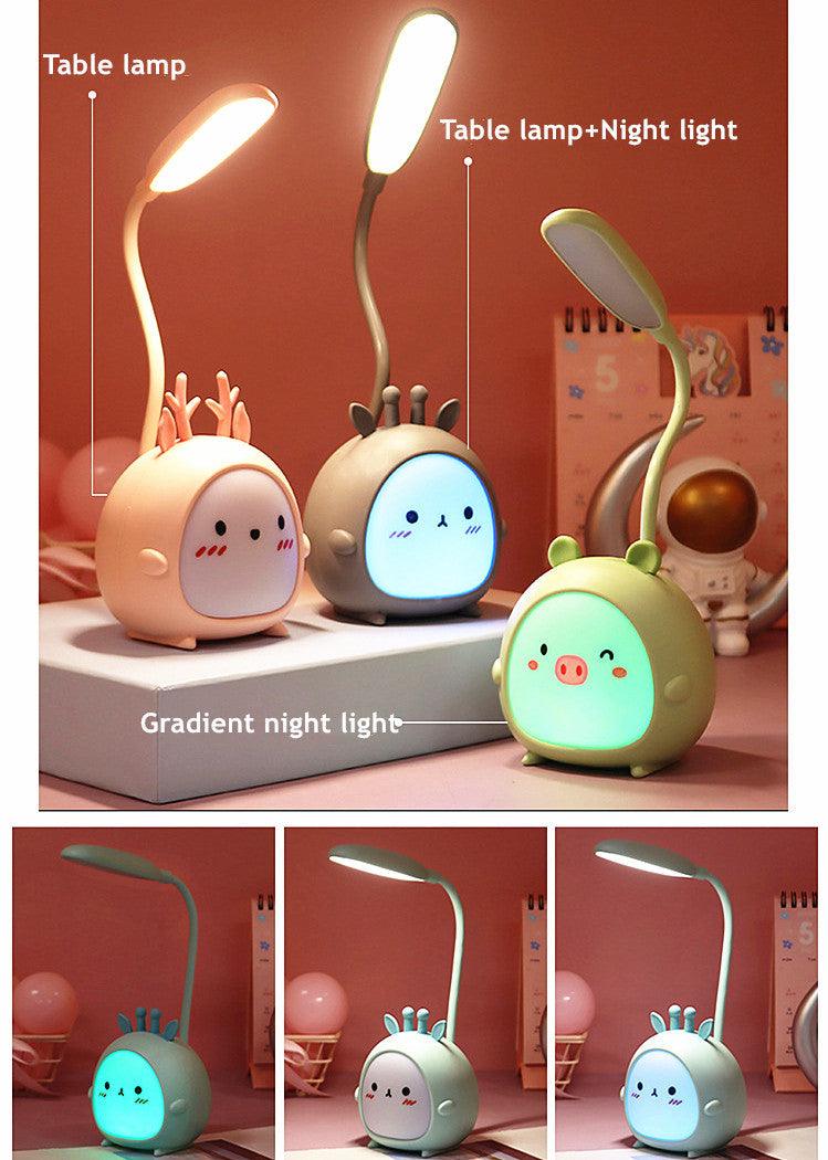 Cute Cartoon LED Desk Lamp: USB Rechargeable Eye Protection