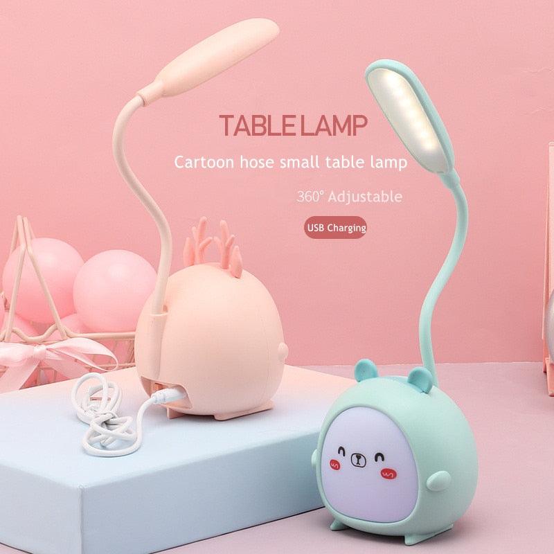 Cute Cartoon LED Desk Lamp: USB Rechargeable Eye Protection