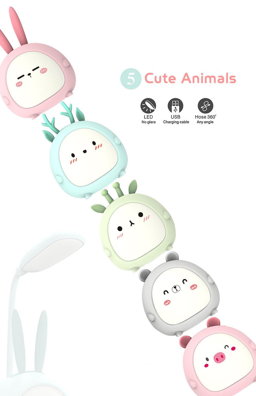 Cute Cartoon LED Desk Lamp: USB Rechargeable Eye Protection