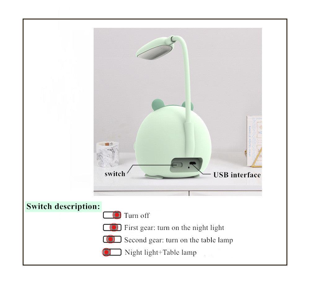 Cute Cartoon LED Desk Lamp: USB Rechargeable Eye Protection