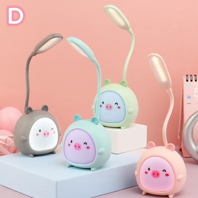 Cute Cartoon LED Desk Lamp: USB Rechargeable Eye Protection