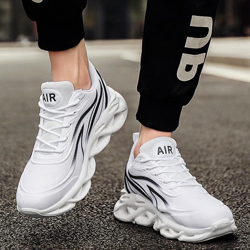Men's lightweight blade running sneakers with abstract pattern air mesh upper