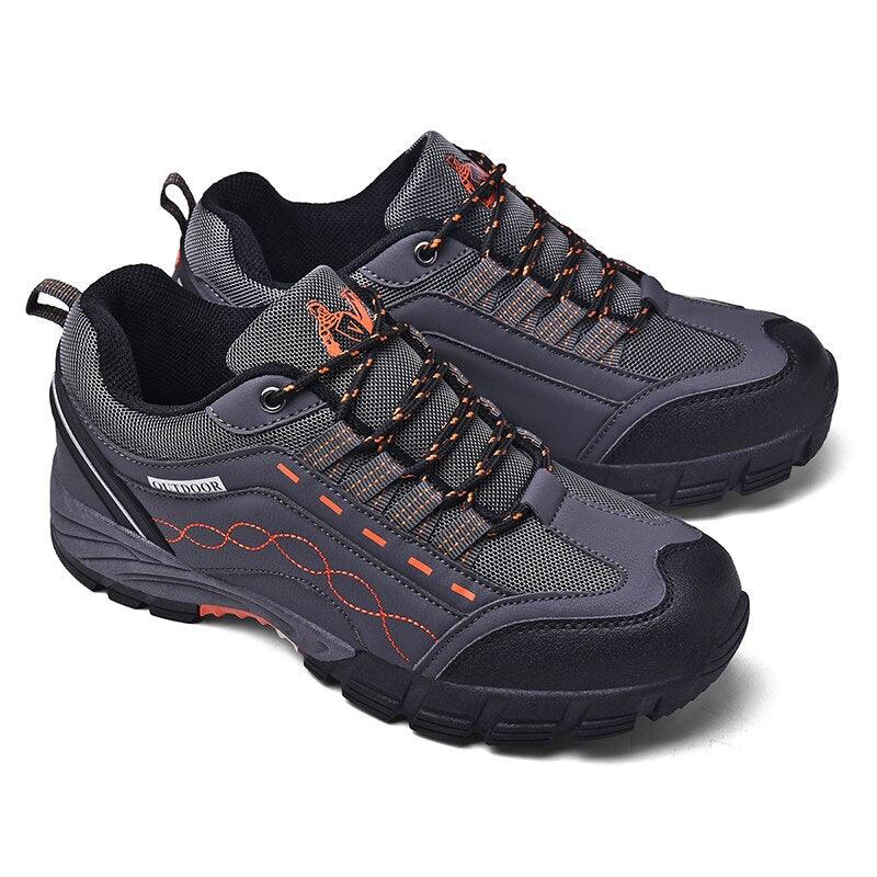 Mens Leather Low Cut Outdoor Walking Shoes Lightweight Sport Boots