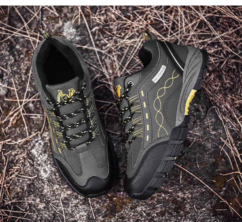 Mens Leather Low Cut Outdoor Walking Shoes Lightweight Sport Boots