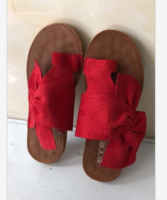 Women’s Knotted Bow Platform Slide Sandals - Open Toe Summer Flats