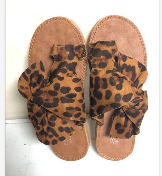 Women’s Knotted Bow Platform Slide Sandals - Open Toe Summer Flats