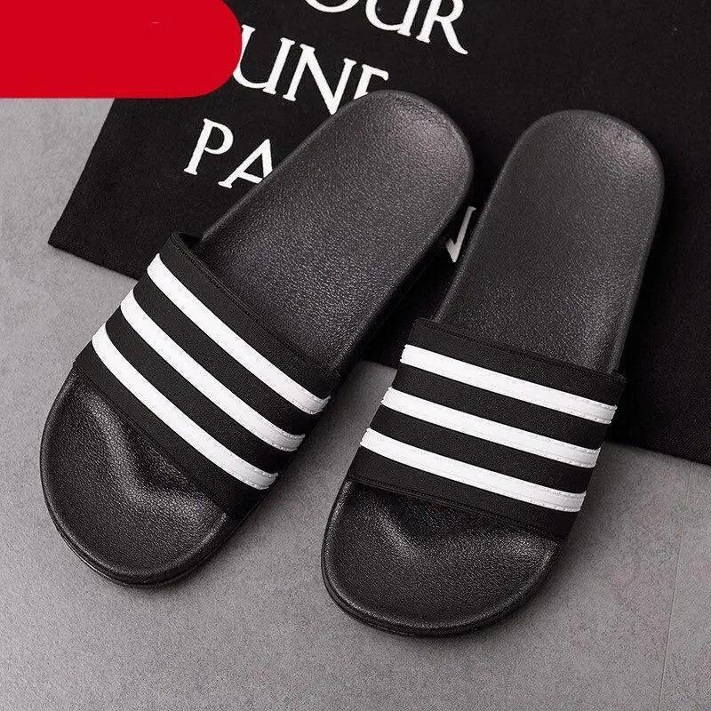 Unisex Striped Summer Slides Lightweight Casual Beach Sandals