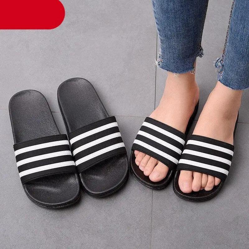 Unisex Striped Summer Slides Lightweight Casual Beach Sandals