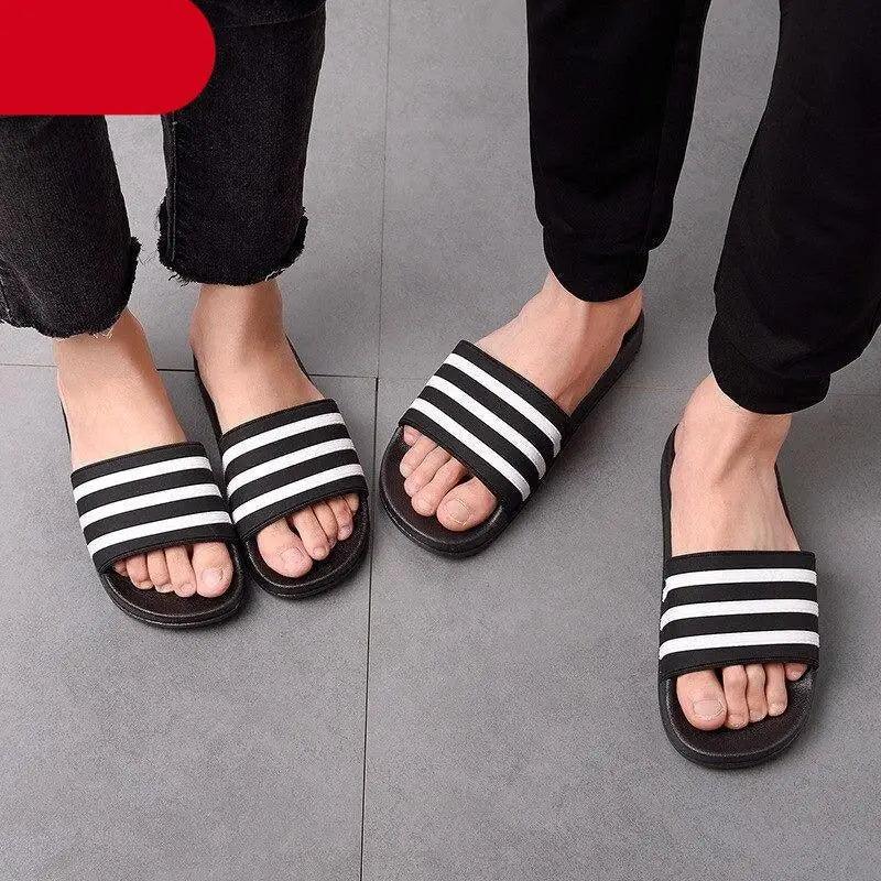 Unisex Striped Summer Slides Lightweight Casual Beach Sandals