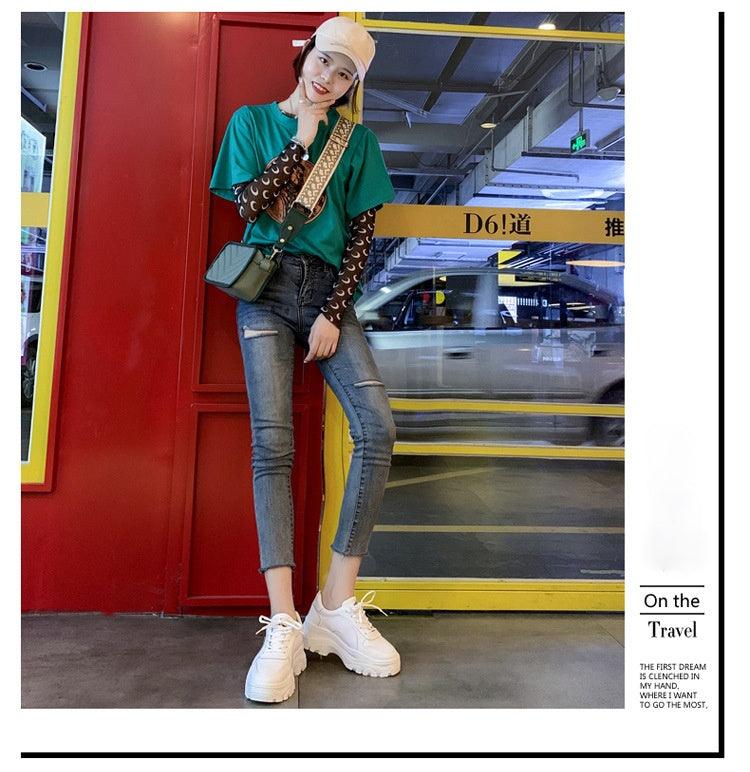 Women's Chunky Platform Winter Sneakers with Rainbow Detail